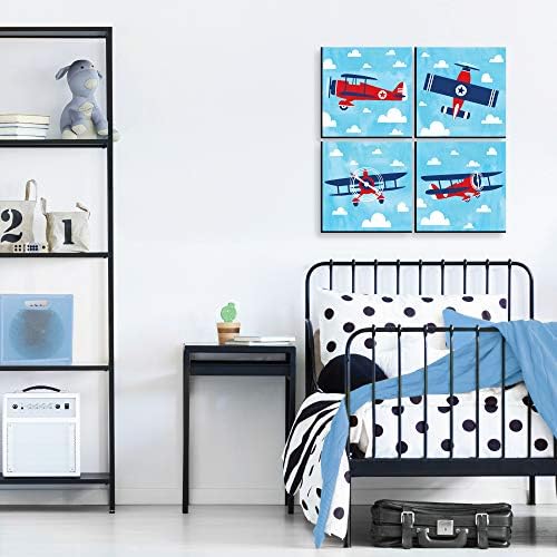 Büyük Nokta Mutluluk Alarak Uçuş-Uçak-Vintage Uçak Çocuk Odası, Kreş Dekor ve Ev Dekor-11x11 inç Kreş Duvar Sanatı-Bebek