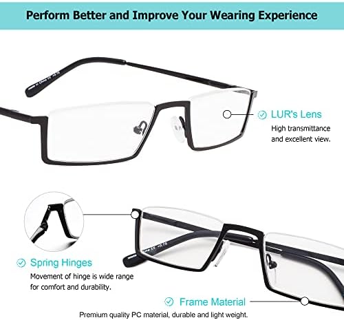 LUR 3 Paket Yarım jant okuma gözlüğü + 3 Paket Metal okuma gözlüğü(Toplam 6 Çift Okuyucu +1.75)