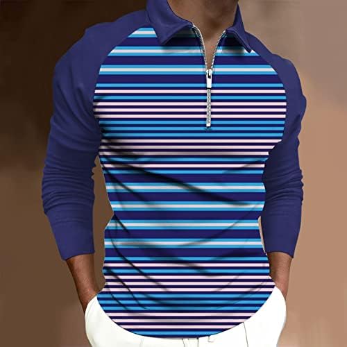 XXBR 2022 Yeni polo gömlekler Mens, Zip Up Boyun Uzun Kollu Renk Bloğu Patchwork Golf Üstleri Rahat Kas Tasarımcı
