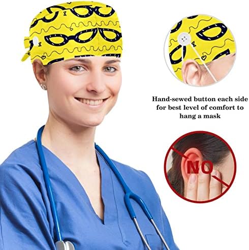 Ayarlanabilir Cerrahi Kapaklar Hemşire, çalışma kapağı Yay ile Saç Yüzükler Kadınlar için, Sarı Yaz Gözlük Kabarık