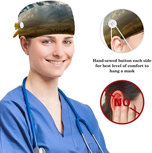 Çalışma Kapaklar Düğmeler ve kurdele Kadınlar için, Ayarlanabilir Elastik Bandaj Kravat Geri Şapka Vinç Kuşlar Desen