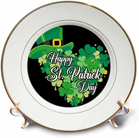 3dRose Mutlu Aziz Patrick Günü Dört Yapraklı Yonca Kalp İrlandalı Silindir Şapka Plakaları (cp-374617-1)