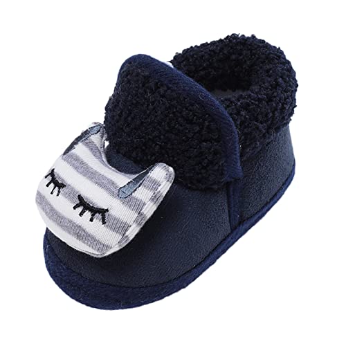 Bebek Hi Top Sneakers Bebek Kız Erkek sıcak ayakkabı Yumuşak Taban Patik Kar Botları Rahat Kız (Koyu Mavi, 0-6 Ay)