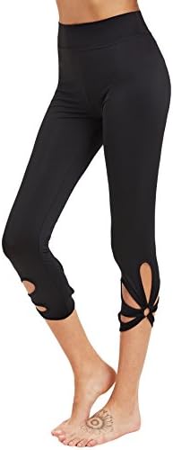 SweatyRocks kadın Örgü Paneli Capri Tayt Egzersiz Yoga Koşu Kırpma Pantolon