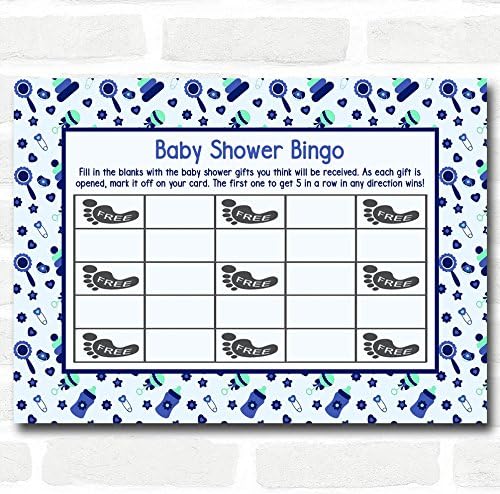 Erkek Mavi ve Yeşil Bebek Duş Oyunları Bingo Kartları