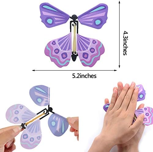 JUNBESTN Sihirli Uçan Kelebekler 20 Paket Wind Up Peri Uçan Oyuncak Sürpriz Kartları Parti Favor Çocuklar için Sınıf