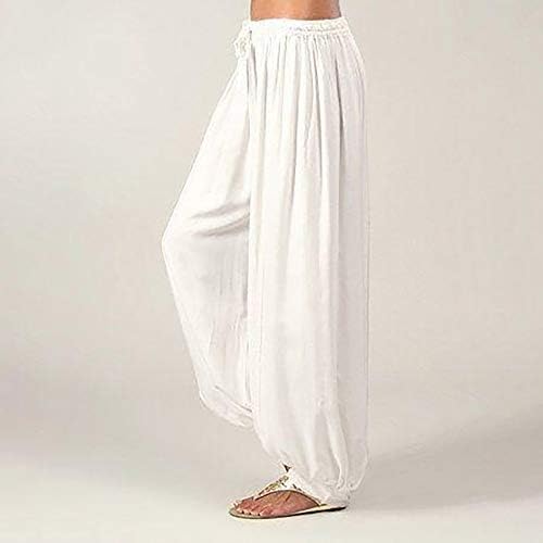2023 Yeni Pamuk Keten Pantolon Bayan, Elastik Bel Geniş Bacak Palazzo Jogger Yoga Pantolon Rahat Salon Baggy Pantolon