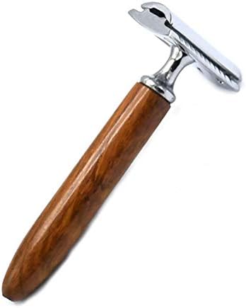 OdontoMed2011 ® Ahşap Saplı erkek Klasik Tıraş Makinesi Güvenlik Tıraş Salonu Jilet Çift Kenarlı 5 Adet tıraş bıçağı