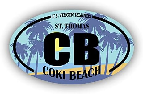 CB Coki Beach U. S. Virgin Islands St. Thomas / Beach Landmark Stickers / Okyanus, Deniz, Göl, Kum, Sörf, Paddleboarding