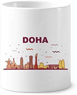 Şehir dönüm noktası bina Doha diş fırçası kalem tutucu kupa seramik Stand kalem Kupası