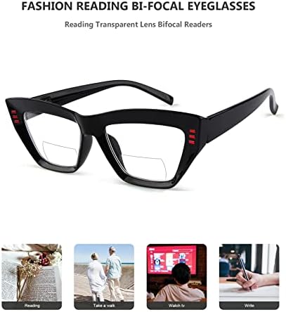 Eyekepper 4-Pack Bifokal okuma gözlüğü Kadınlar için Cateye İki odaklı Okuyucular