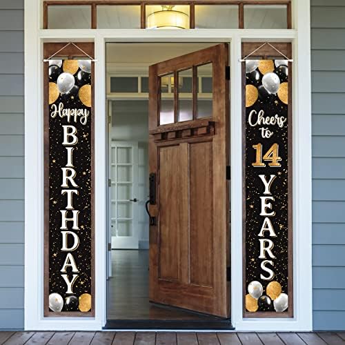 Nelbıırth Mutlu 16th Doğum Günü Siyah ve Altın Kapı Işareti Afiş - Şerefe On Altı Yaşında Doğum Günü Ev Kapı Zemin,