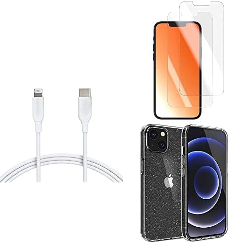 Temelleri iPhone 13/13 Pro Paketi: Kristal Kuvars Kılıf (1'li Paket), Ekran Koruyucu (2'li Paket), USB-C Yıldırım