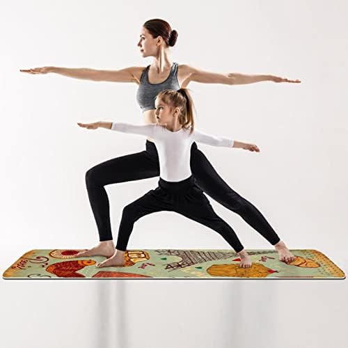 Yoga Mat, Ev Egzersiz için Yoga Paspaslar, Egzersiz Mat, Egzersiz Paspaslar, Pilates Mat, retro eyfel kulesi araba