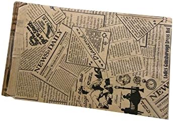 N'ıcepackaging 20 Adet 4 x 6 Dekoratif Düz Kağıt Hediye Keseleri - Kahverengi Kraft Torbalarda Gazete Kağıdı Deseni-Satış