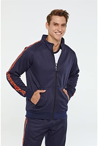 2 Parça eşofman takımı Tam Zip Kazak Atletik Sweatpants Sıcak spor elbise Spor antrenman kıyafeti Erkekler için