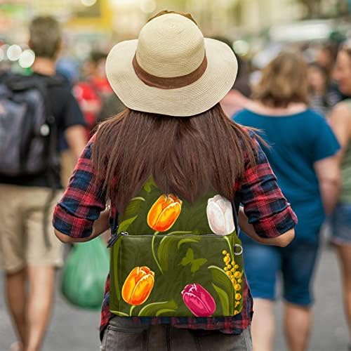 TBOUOBT Deri seyahat sırt çantası Hafif Dizüstü Rahat Sırt Çantası Kadın Erkek, Lale Anneler Günü Çiçek Çiçek
