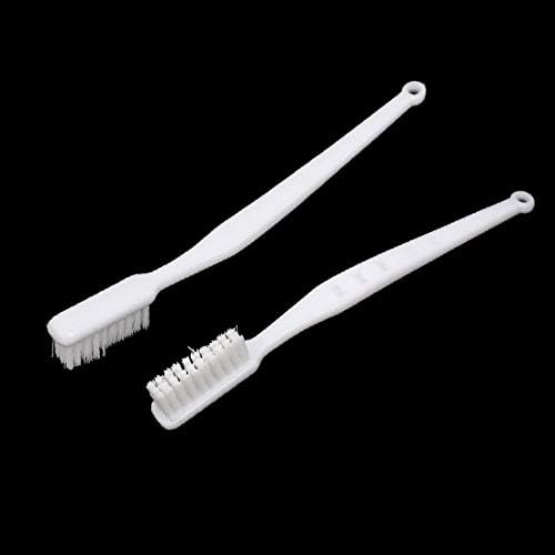 X-DREE 180mm Uzunluk Plastik Kavisli Kolu Naylon Tel Temizleme Fırçaları Beyaz 4 adet (180mm uzun saplı plastik kavisli