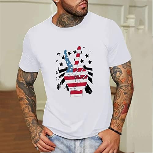 UBST Erkek Vatansever Kısa Kollu T-Shirt Yaz Amerikan Bayrağı Zafer Baskı Crewneck Casual Gevşek Moda Tee Tops