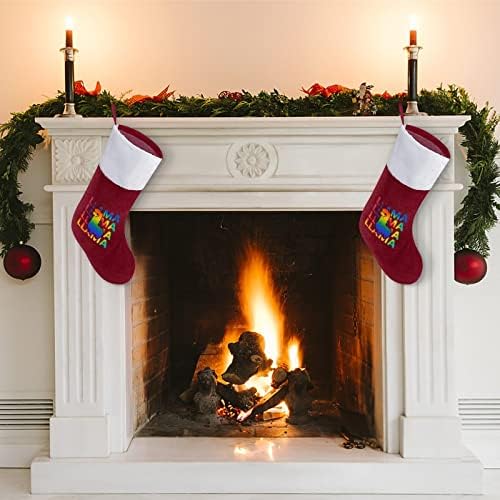 Kravat Boya Gökkuşağı Lama Noel Çorap (16.5 inç) noel Çorap hediye çantası Aile Tatili için Şömine Ağacı Asılı Süslemeleri