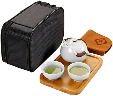 Çay Yetenek Çin ve Japon Taşınabilir Seyahat Kungfu çay seti-Porselen Çaydanlık ve Çay Fincanı ve Bambu çay tepsisi