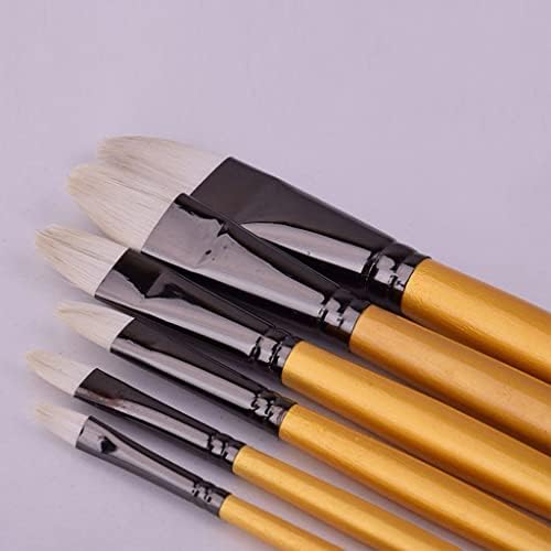 YLYAJY Beyaz Saç Altın Uzun Ahşap Çubuk Boyama Fırçası 6 Adet Set Su Tebeşir Seti Fırça Sanat Malzemeleri Çizim Malzemeleri