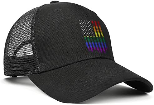 ONEYUAN Amerikan Gökkuşağı Bayrağı Eşcinsel Gurur Şapka Ayarlanabilir Unisex Örgü beyzbol şapkası Serin Şapka