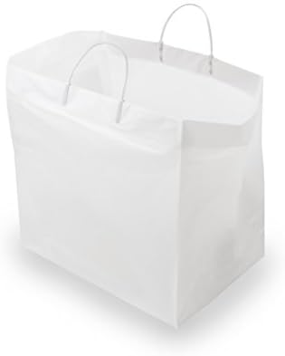 Çantaları Çıkarın-200 Paket Kalın Beyaz Plastik Alışveriş Poşetleri Kulplu ve Karton Tabanlı Yemek Servisi, Çıkarma,