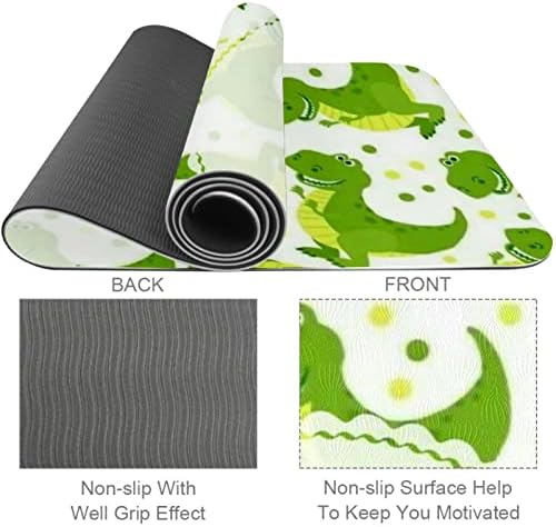 Yoga Mat, Ev Egzersiz için Yoga Paspaslar, Egzersiz Mat, Egzersiz Paspaslar, Pilates Mat, dikişsiz yeşil dinozor