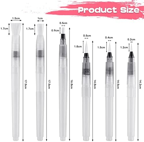 TBIIEXFL 6 Adet Düz / Güzel İpucu Doldurulabilir Su Fırçaları Su Renk Fırça Kalem Seti Suluboya Boyama cetvel kalemi