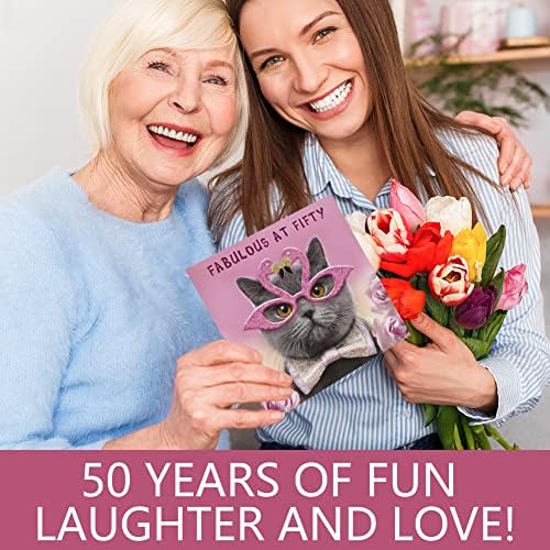 Pıbypıl 50th doğum günü Kartı Kadınlar İçin, Mutlu Komik 50 Ve Muhteşem Kedi Kartları Anne Anne Teyze Arkadaş